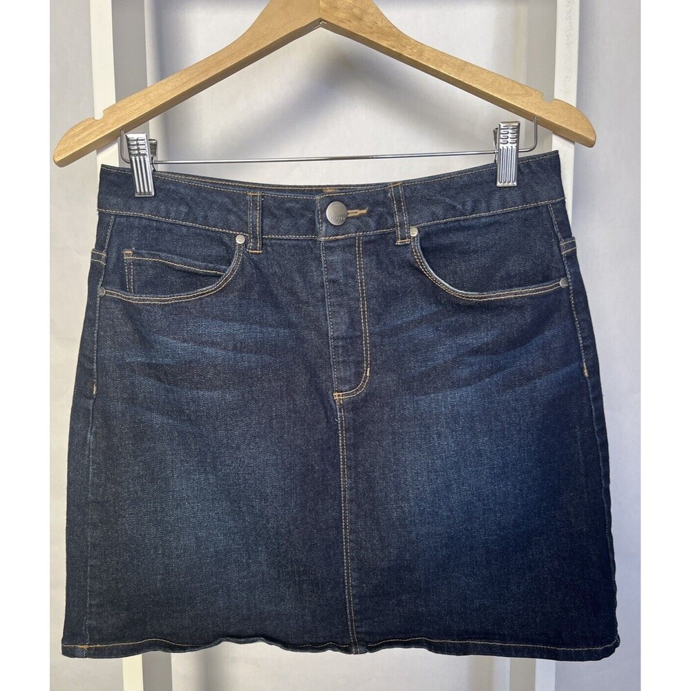 Harper Skirt Womens Medium Blue Denim Pencil Dark Wash 5 Pocket Mid Rise Stretch